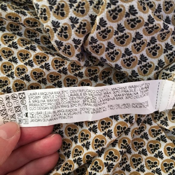 Zara Tan Yellow Black Flower Print Blouse - Picture 7 of 8